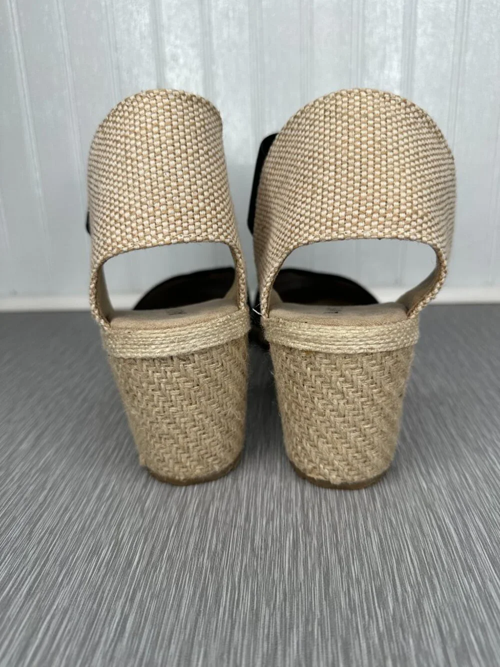 Anne Klein Zoey Flex Black Espadrille Round Toe Slip On Wedges Sz 11
